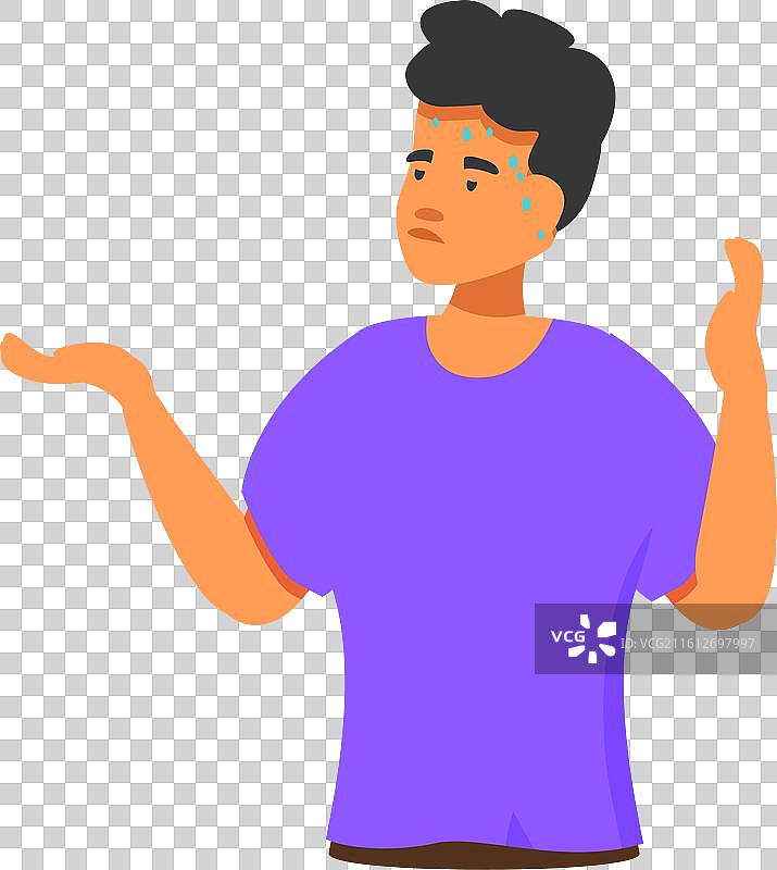 年轻人挥手示意，满头大汗图片素材