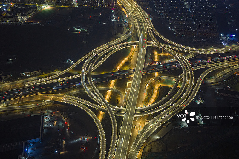 济南零点立交桥夜景图片素材