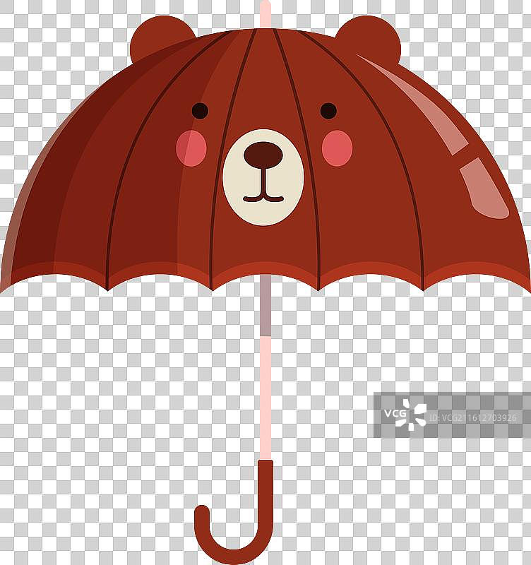 儿童款可爱棕色熊脸设计雨伞图片素材