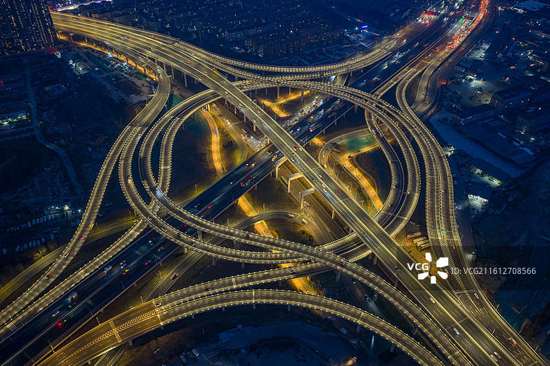 济南零点立交桥夜景图片素材