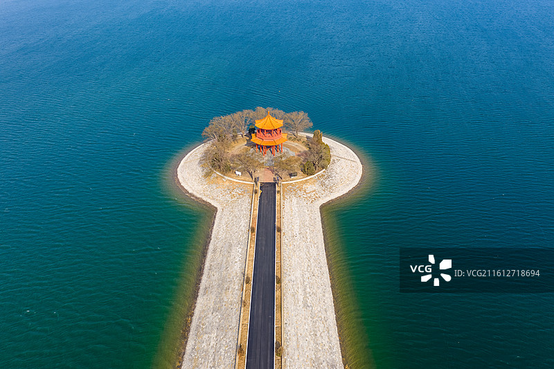 航拍济南玉清湖水库图片素材