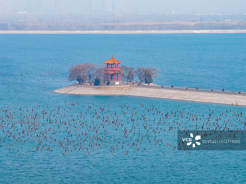 航拍济南玉清湖水库图片素材