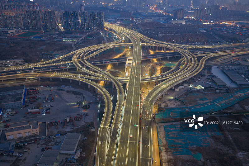济南零点立交桥夜景图片素材