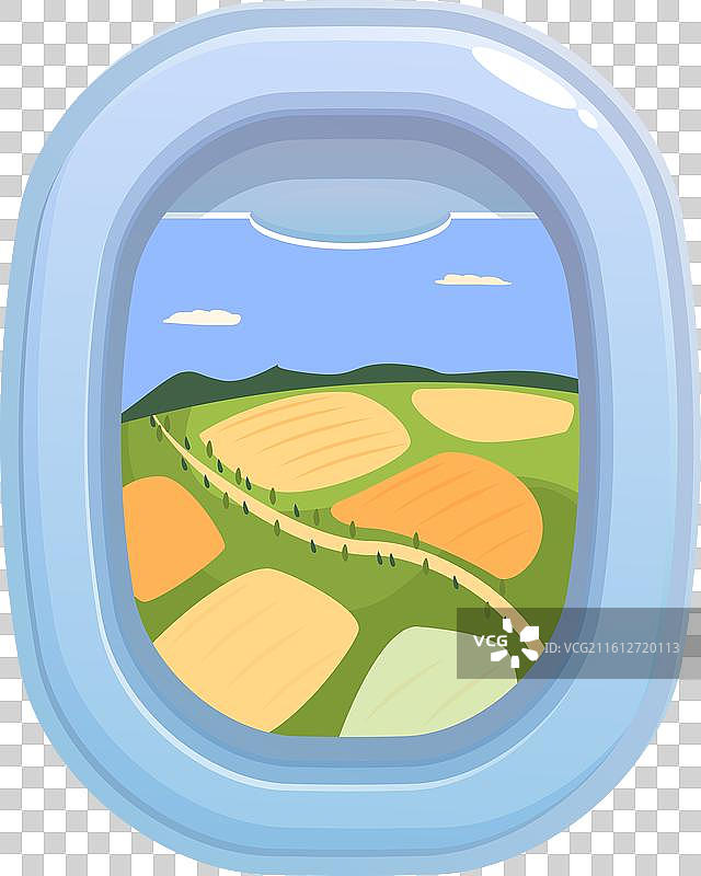 飞机窗外展示的绿黄相间的田野图片素材