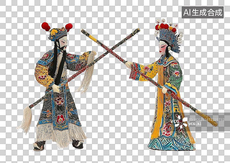 【AI数字艺术】免扣元素传统皮影戏人物角色插画图片素材