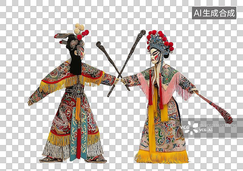 【AI数字艺术】免扣元素传统皮影戏人物角色插画图片素材