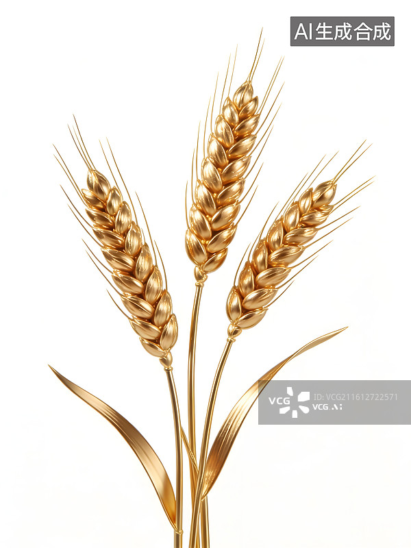 【AI数字艺术】金色麦穗特写图片素材