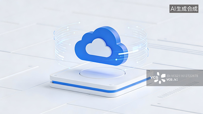 【AI数字艺术】蓝色云朵科技图标展示图片素材