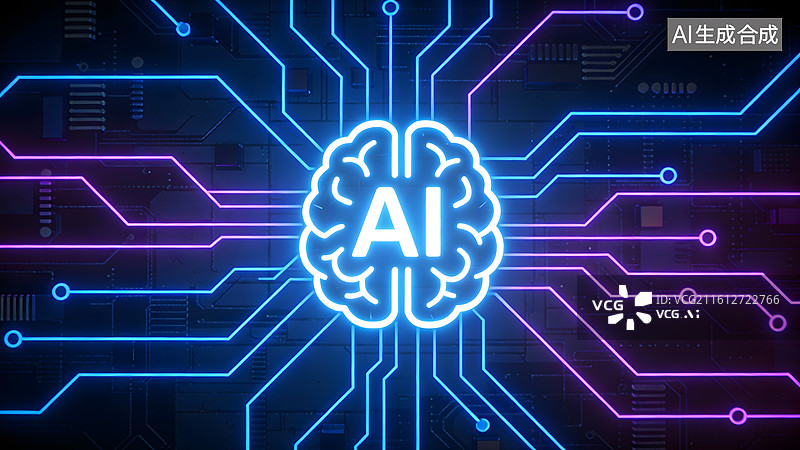 【AI数字艺术】人工智能与电路板科技图案图片素材