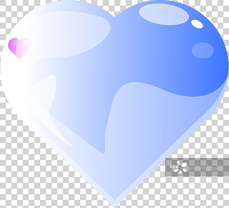 蓝色的心形在白色背景上反射光芒图片素材