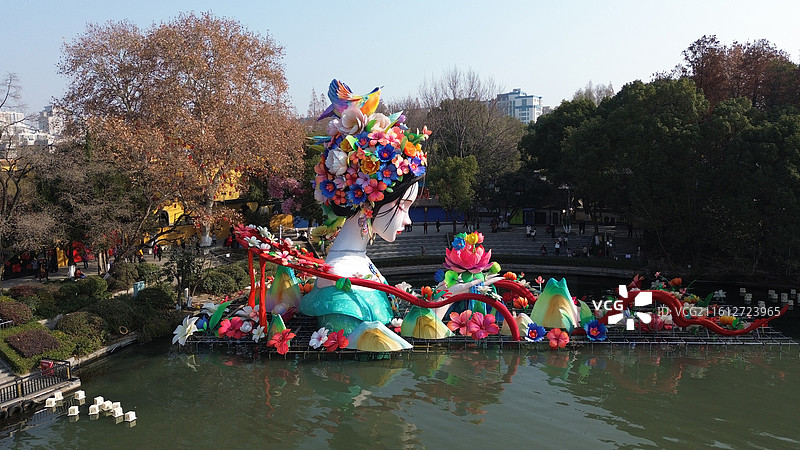 航拍南京白鹭洲公园图片素材