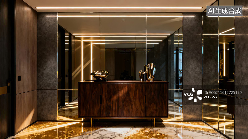 【AI数字艺术】现代豪华室内玄关设计图片素材