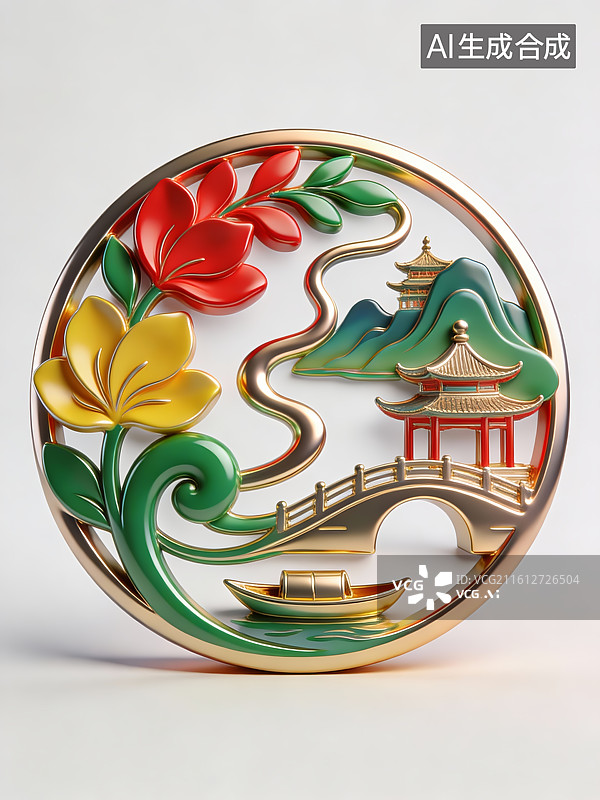 【AI数字艺术】中式园林浮雕艺术图片素材