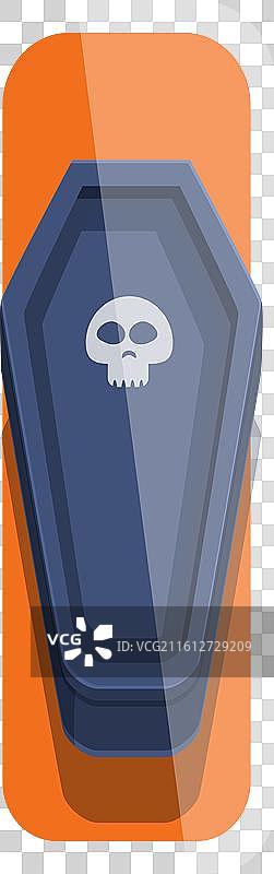 橙色背景上的骷髅棺材图标图片素材