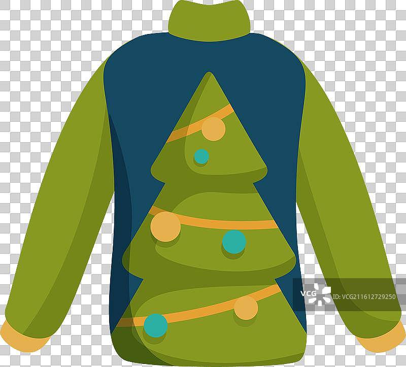 印有装饰图案的绿色圣诞毛衣图片素材