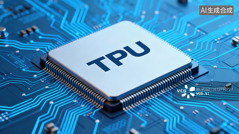 【AI数字艺术】TPU芯片电路板特写图片素材