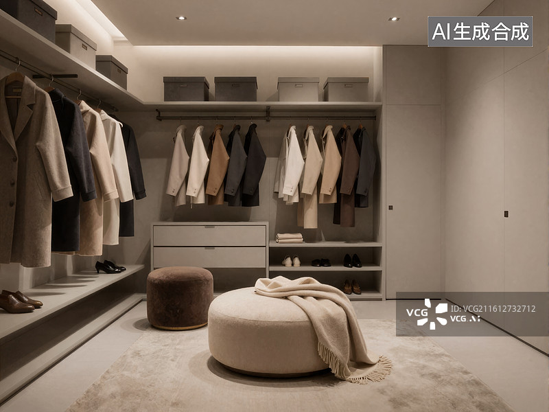 【AI数字艺术】现代简约衣帽间设计图片素材