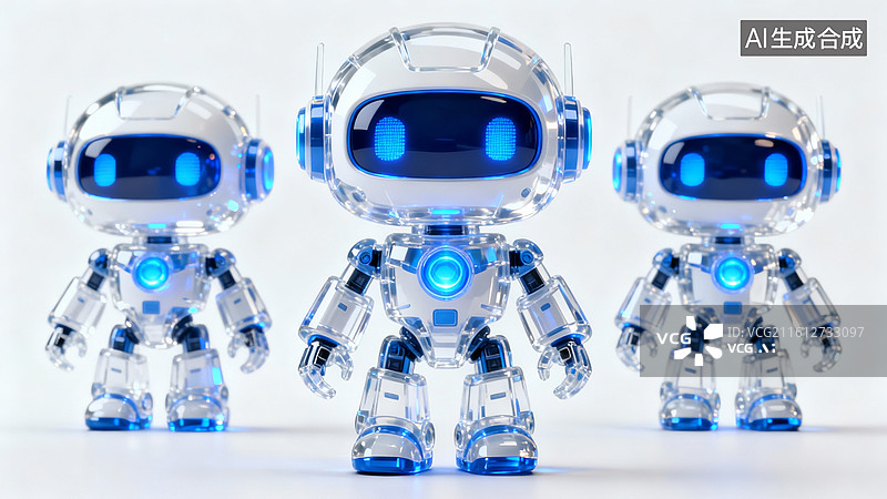 【AI数字艺术】透明机器人蓝光电竞科技场景图片素材