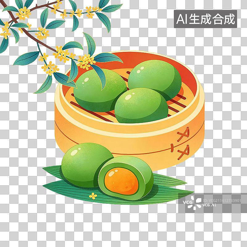 【AI数字艺术】青团美食插画图片素材