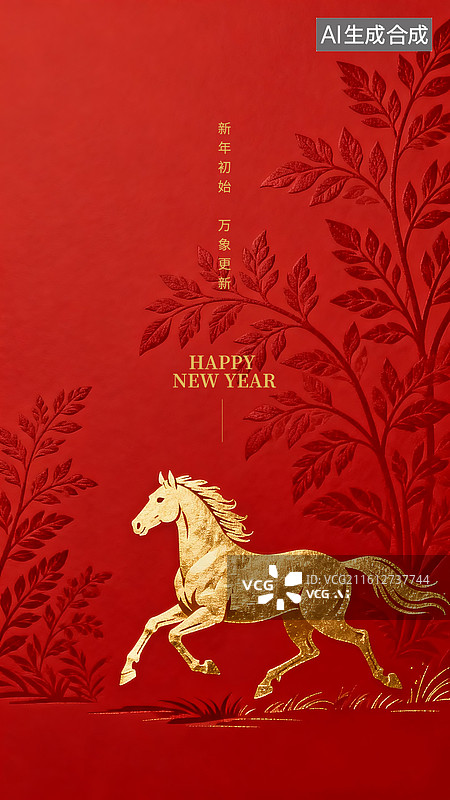 【AI数字艺术】2026年马年新年午马装饰装饰风格企业金融互联网元旦春节插画海报图片素材