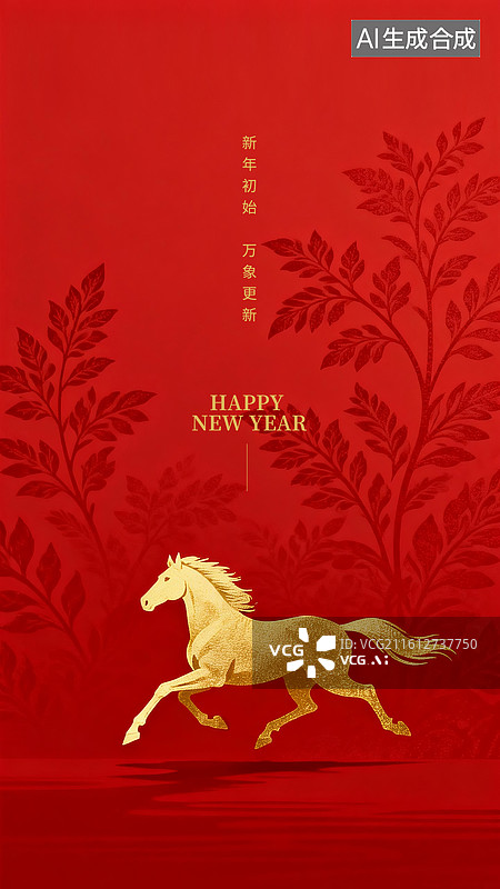 【AI数字艺术】2026年马年新年午马装饰装饰风格企业金融互联网元旦春节插画海报图片素材