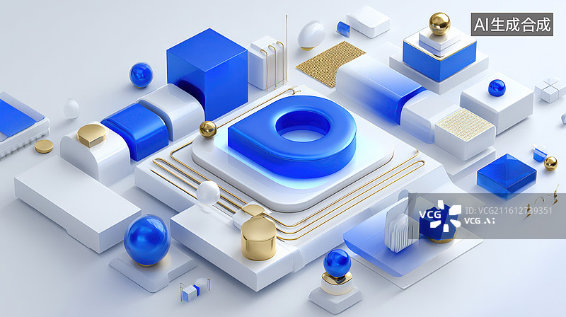 【AI数字艺术】科技公司抽象几何图形设计图片素材