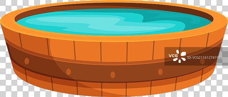 装满水的圆形木桶，用于放松图片素材