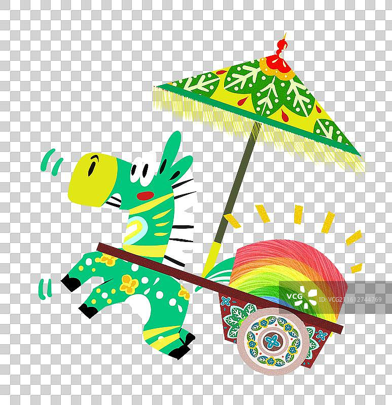 马年小马载财富插画元素图片素材