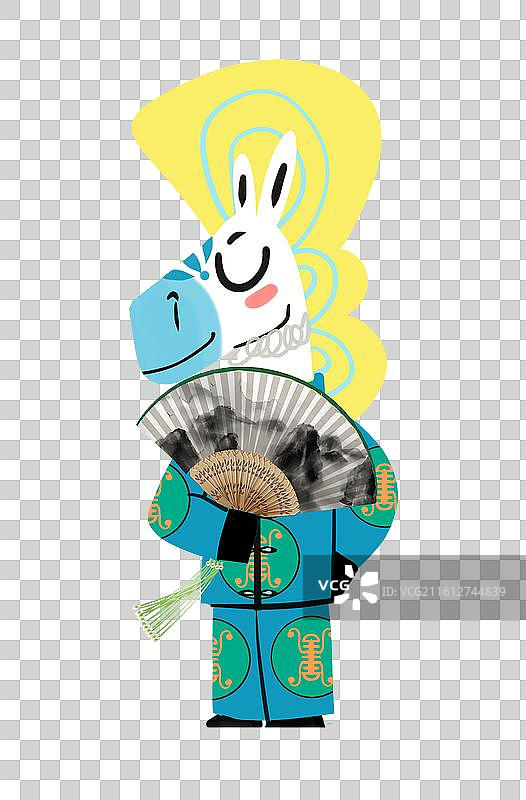 马年儒雅小马插画元素图片素材