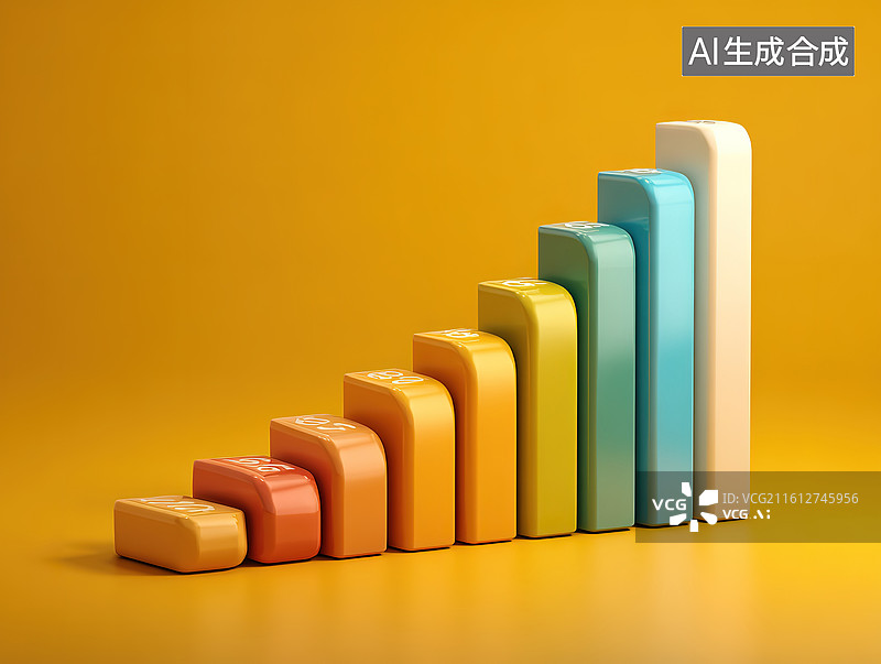 【AI数字艺术】彩色条形图渐变排列图片素材