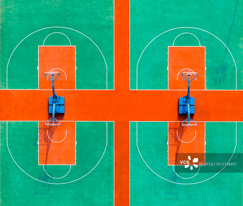 航拍蓝球场 体育 设施 简约 设计图片素材