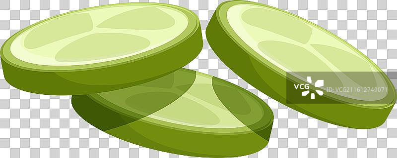 切片的绿黄瓜漂浮在白色背景上图片素材