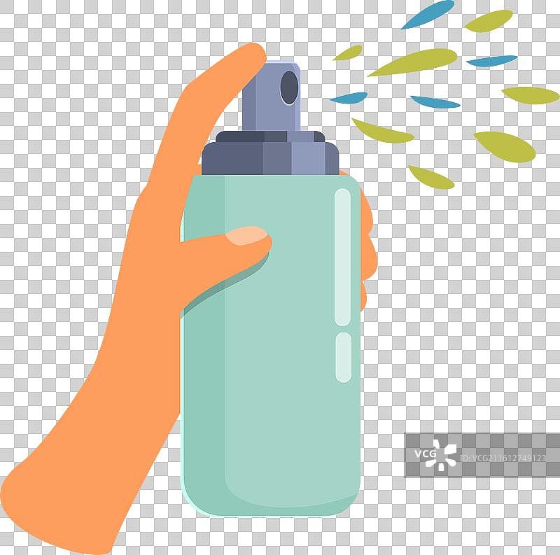 手握喷壶，按下喷嘴喷射图片素材