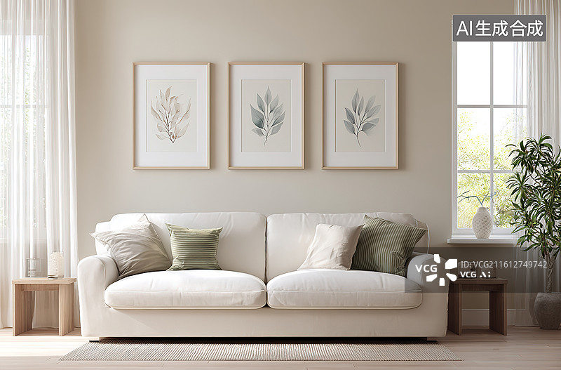 【AI数字艺术】现代简约客厅布置图片素材