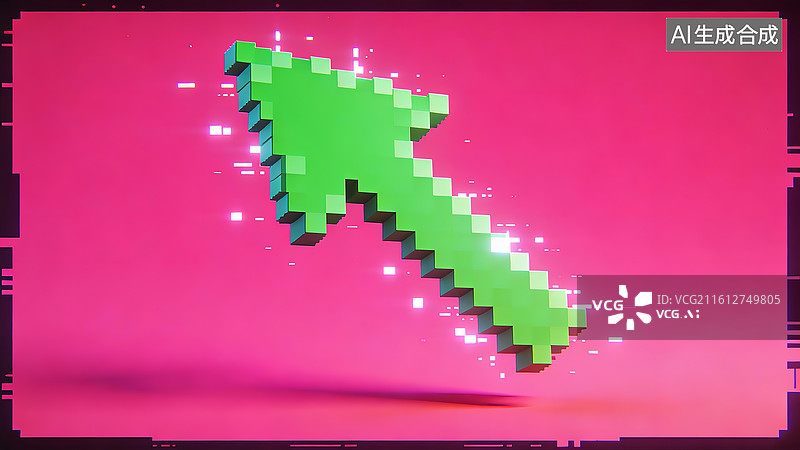 【AI数字艺术】复古像素风绿色箭头图片素材