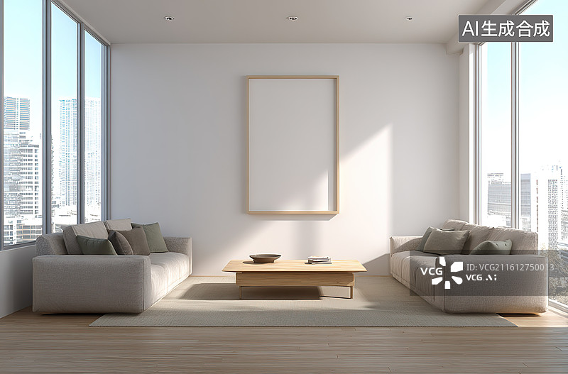 【AI数字艺术】现代简约客厅室内设计图片素材