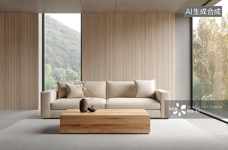 【AI数字艺术】现代简约客厅室内设计图片素材
