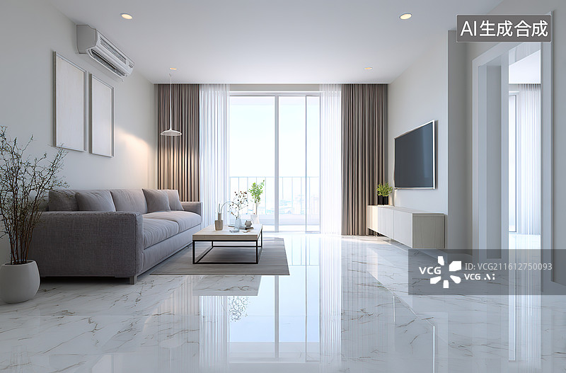 【AI数字艺术】现代简约客厅室内设计图片素材