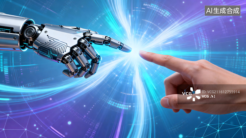 【AI数字艺术】人工智能机械手臂图片素材
