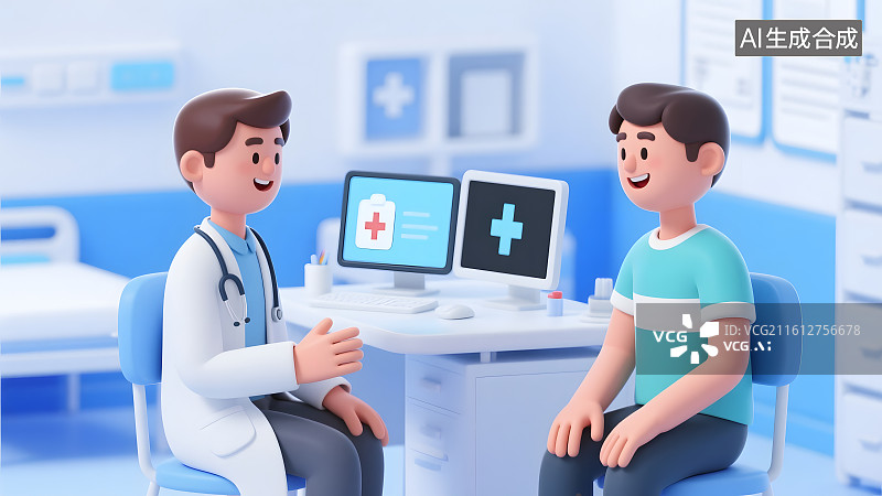 【AI数字艺术】患者问诊 医生和患者沟通图片素材
