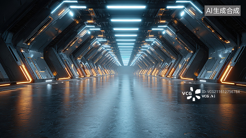 【AI数字艺术】未来科技走廊图片素材