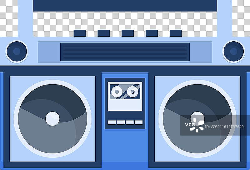 播放音乐的蓝色复古收音机带磁带图片素材