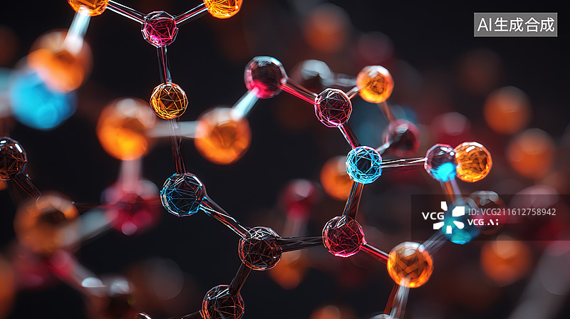 【AI数字艺术】分子结构三维模型展示图片素材