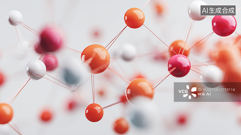 【AI数字艺术】分子结构三维模型展示图片素材