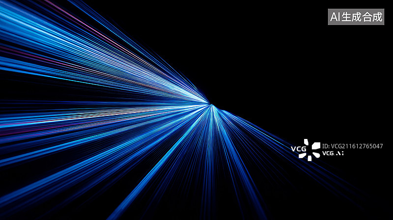 【AI数字艺术】蓝色光线从中心点向外辐射的抽象动态背景图片素材