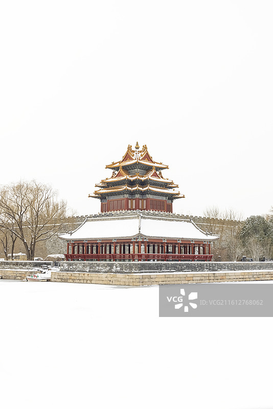 冬天北京故宫角楼雪景图片素材
