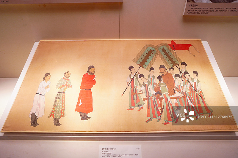 中国国家博物馆藏唐代阎立本绘《步辇图》摹本图片素材