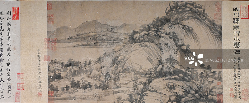 元 黄公望《富春山居图·剩山图》卷真迹 浙江博物馆藏山水画作图片素材