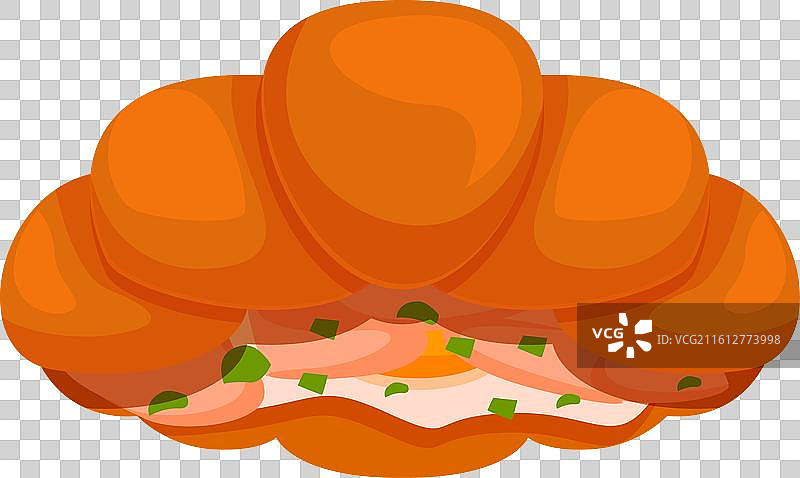 美味的新鲜出炉的牛角包，里面夹着火腿图片素材