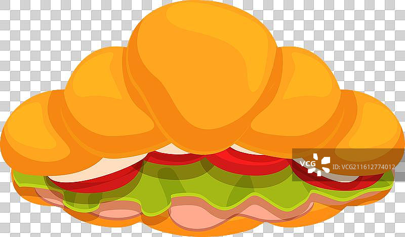 美味的可颂被用作火腿的夹心面包图片素材